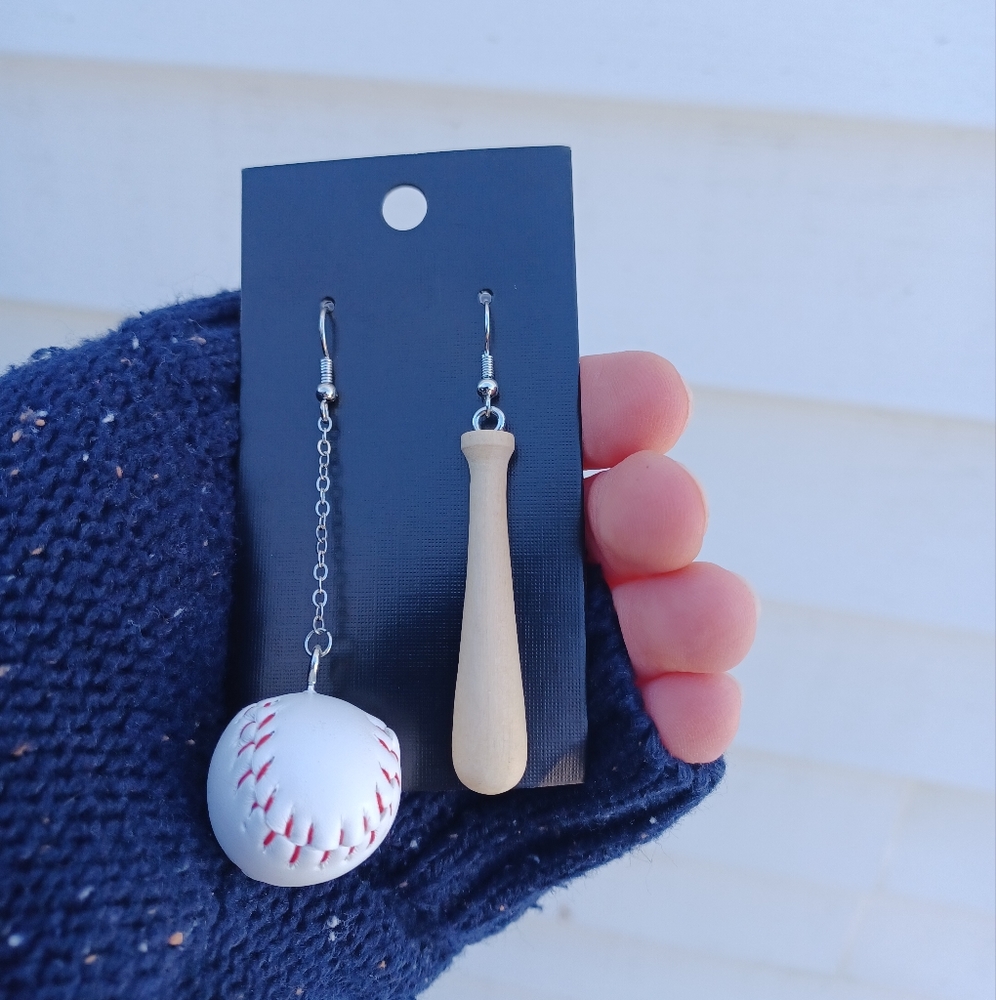 Earrings Mis-Match Large Baseball